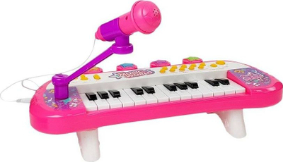 Pianino lodër Leantoys My Music World, 24 taste, me mikrofon, rozë