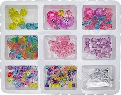 Set lodër WOOPIE Magic Beads, për bojrimin e byzylykëve, rruaza shumëngjyrëshe