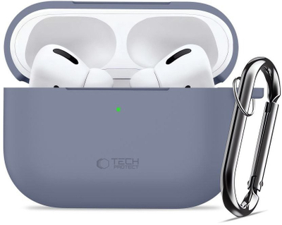 Kuti mbrojtëse Tech-Protect për Apple AirPods Pro 3, silikon, me karabinë, blu baby