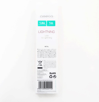 Kabllo USB Omega Lightning- USB, 1.8A, 1m, rozë