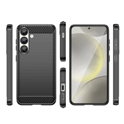 Заштитна маска Hurtel Carbon Case за Xiaomi Redmi Note 14 Pro 5G, флексибилен силикон, карбон ефект, црна
