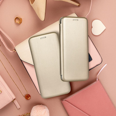 Këllëf telefoni Forcell Elegance për Xiaomi Redmi 10C, palosës, me kapak ekrani, ngjyrë gold