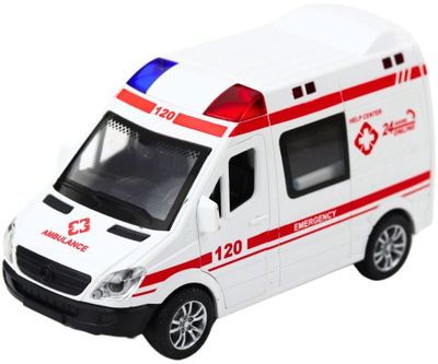 Lodër makine Police Car Ambulance, dritë edhe zë, dyer që hapen, mekanizëm me tërheqje, shumëngjyrëshe