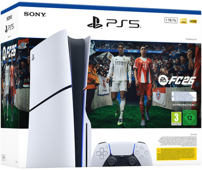 Konzolë lojërash Sony PlayStation 5 Slim, 1TB, me lojë EA FC 24, e bardhë