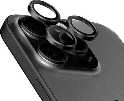 Mbrojtës lente PanzerGlass Hoops për iPhone 15 Pro dhe Pro Max, xham titanium, Black Titanium