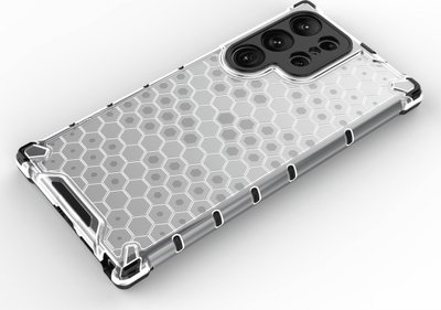 Mbrojtëse telefoni Honeycomb për Samsung Galaxy S23 Ultra, TPU hibride, që s’e ha kollaj goditja, blu transparente