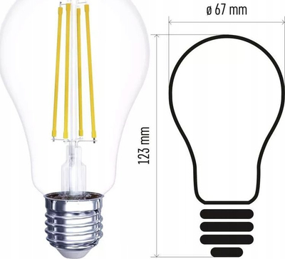 Llambë LED EMOS Filament A67 Z74284, 11W, E27, dritë e ngrohtë