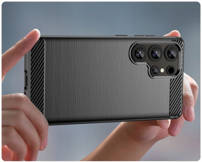Kapak silikoni Carbon Case për Samsung Galaxy S25 Ultra, i butë, mbron nga goditjet, i zi