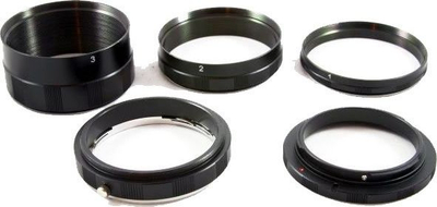 Tuba zgjatues makro Massa për kamera Canon EOS, set alumini, fokus manual, të zinj