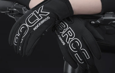 Doreza biçiklete Rockbros S091-4BK për dimër, me touchscreen, të zeza
