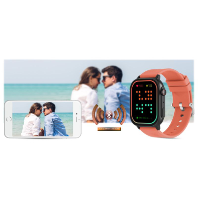 Smartwatch Gravity GT15-3, ekran 2.04", Bluetooth 5.0, i zi me rrip të kuq