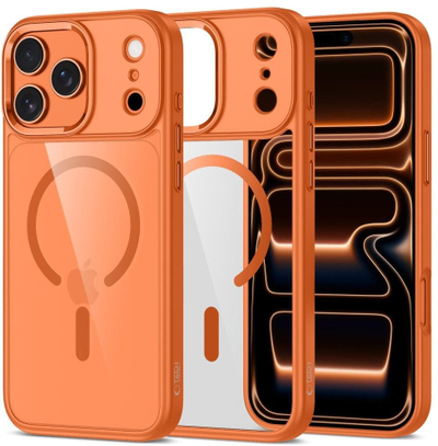 Kllapë telefoni Tech-Protect Magmat MagSafe për iPhone 17 Pro, transparente portokalli