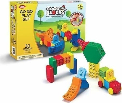 Магнетни конструкторски коцки Solid Colors 31 Piece Set, 31 парчиња, со подлога за играње, повеќебојни