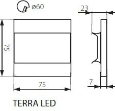 Ndriçues shkalle LED Kanlux Terra, 75x75mm, kapak inoksi, gri