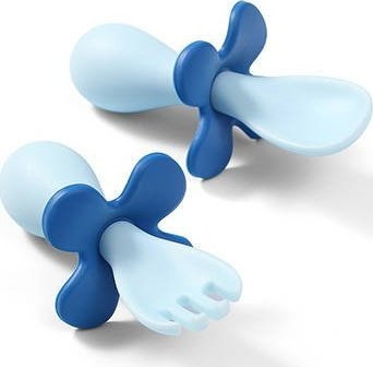 Set lugë edhe pirun për kalamaj BabyOno Be Active, ergonomik, 12m+, blu