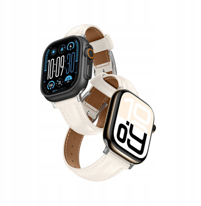 Rrip ore AmazingThing Class Band për Apple Watch, 45 46 49mm, lëkurë natyrale, bezhë e çelët