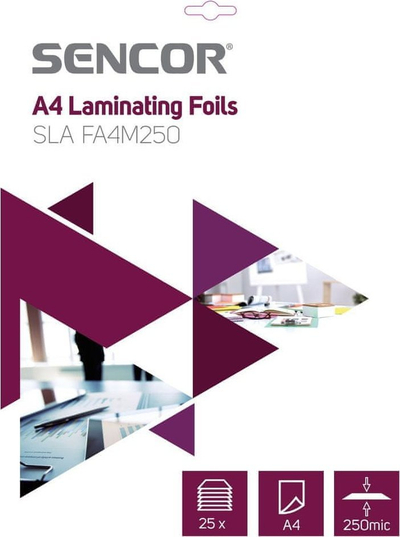 Fletë laminimi Sencor A4, 250µ, gloss, paketë 25 copë