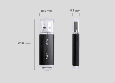 USB Silicon Power ultima U02, 64GB, 2.0, e zezë