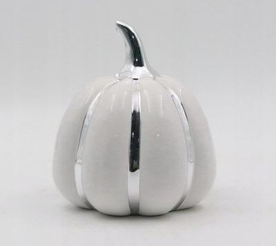 Figurinë dekorative MAVE Pumpkin, qeramikë, 18x18x20 cm, e bardhë argjendi