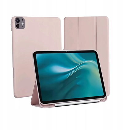 Mbulesë tableti Etteri për Apple iPad Pro 11" 2024, funksion qëndrimi, mbajtës stylus, rozë e çelët