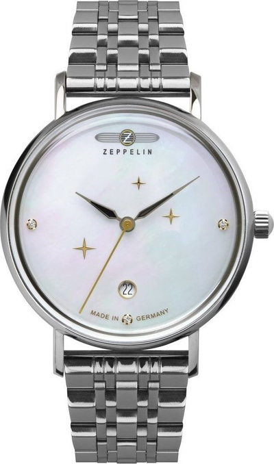 Ora femërore Zeppelin 7131M-1 Luna, 36mm, quartz, argjendtë