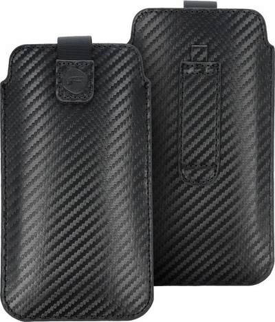 Këllëf telefoni Forcell Pocket Carbon Model 16, universal, për Samsung A22 5G, i zi