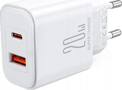 Karikues Joyroom JR-TCF05, 20W PD QC, me 2 porta USB A dhe C, i bardhë