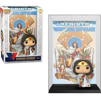 Figurë koleksioni Funko Pop Wonder Woman 80-vjetori Rebirth në Fron, Vinyl, me kapak komik, me bazë të zezë