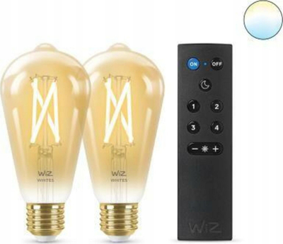 Set llamba të zgjuara WiZ ST64 Edison, 7W E27, 2000K–5000K, xham transparent