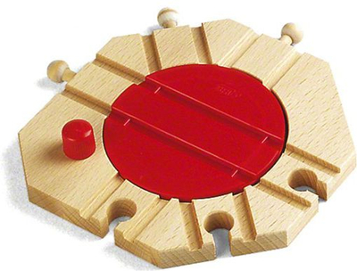 Lodër platformë rrotulluese Brio Mechanical Turntable 33361, mekanike, për trena druri, shumëngjyrëshe