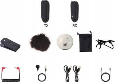Mikrofon lavalier wireless Lensgo LWM-318C, për streaming, i zi