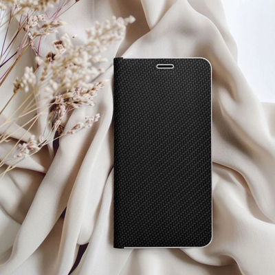Навлака за книга Luna Book Carbon за Xiaomi Redmi Note 14 4G, карбон, црна