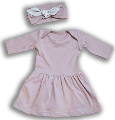 Fustan për bebe Nanaf Organic Dress Vintage Rose, 100% pambuk organik, madhësia 62, rozë vintage