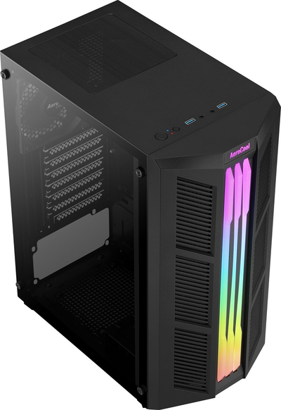 Kasa kompjuteri Aerocool Prime RGB ACCM-PV29013.11, xham i temperuar, me ndriçim RGB, e zezë