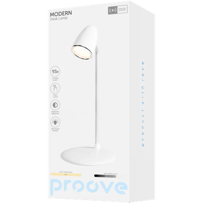 Llambë tavoline Proove Modern, 10W, me karikim wireless, e bardhë