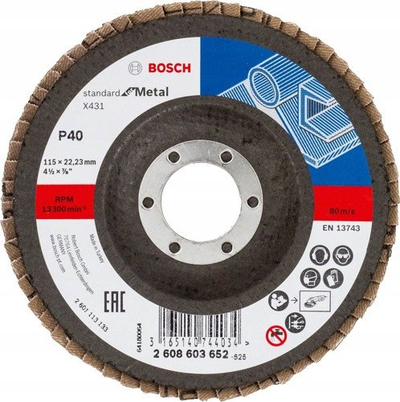 Disk lamelar Bosch 2608603652 X431, 115mm, vrimë 22.23mm, për çelik