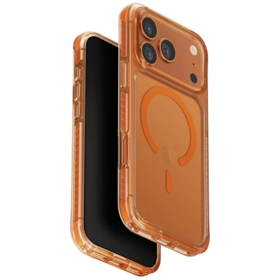 Mbrojtëse telefoni Uniq Combat për iPhone 17 Pro Max, MagClick, transparente, portokalli