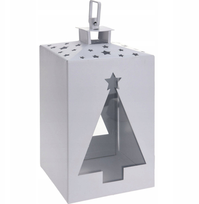 Fener dekorativ Fééric Lights and Christmas, metal, 16 x 28 cm, i bardhë