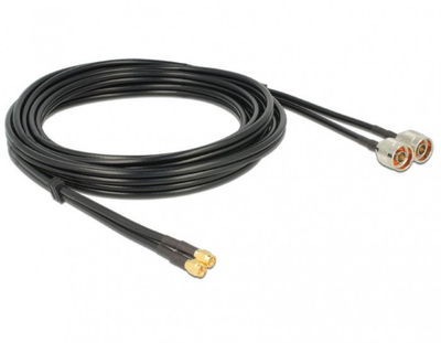 Kabllo antene Delock 89467, N Plug në SMA Plug, twin RG-58 C/U, 5m, e zezë