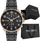 Orë burrash Paul Lorens PL20002B 1A4, kronograf, çelik inox, e zezë rose gold