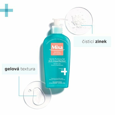 Xhel pastrues për fytyrë Mixa Gentle Purifying Gel, 200 ml