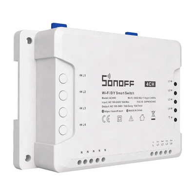 Rele smart Sonoff 4CH R3, 4 kanale, WiFi, e bardhë