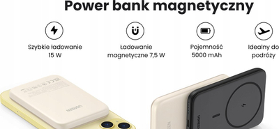 Power bank Ugreen 25207, 5000 mAh, karikim wireless, e zezë