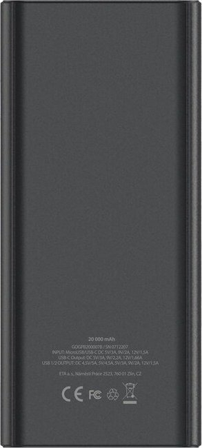 Надворешна батерија GoGEN PB200007B, 20 000 mAh, 20 W PD, црна