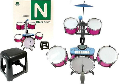 Lodër daulle me tastierë edhe mikrofon import leantoys, rozë