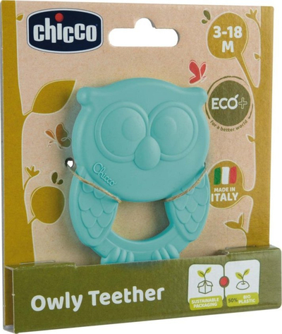 Lodër për dhëmbëzimin Chicco ECO+ Teether Buf, bioplastikë, 3–18 mujsh, shumëngjyrëshe
