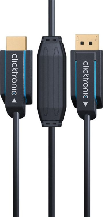 Kabllo adapter Clicktronic 44923, DisplayPort 1.2 në HDMI 2.0, aktiv, i zi