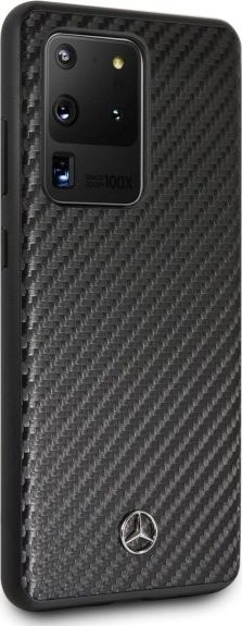 Kapak mbrapa Mercedes Benz Carbon Fiber për Samsung Galaxy S20 Ultra, TPU i butë, i zi