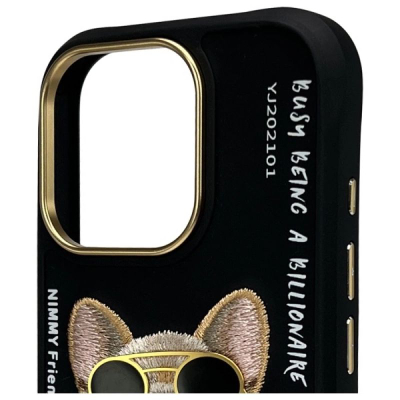Mbulesë telefoni Nimmy Glasses Cool Dog, për iPhone 16 Pro 6.3", fleksibël, e zezë