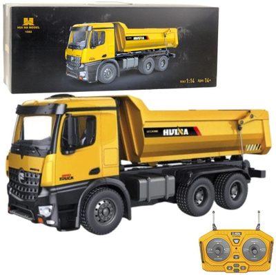 Kamion me pult Huina 1582 RC Dump Truck, shkalla 1:14, me drita dhe zë, i verdhë
